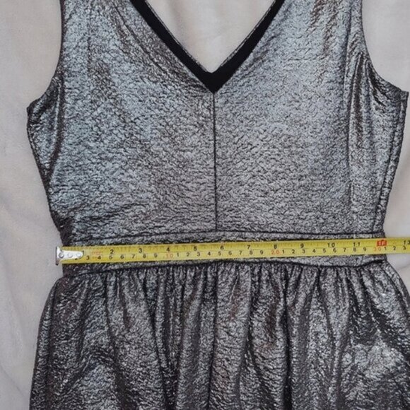 EVENING- One Clothing- Warm Silver-Metallic Skater Pleated Party Dress- Small - Picture 11 of 16
